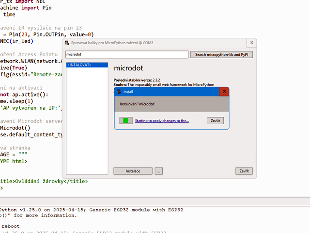 instalace modulu: microdot