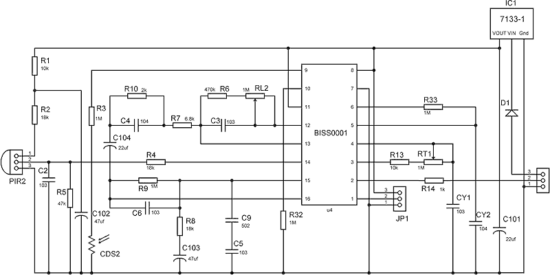 PIR - HC-SR501 - diagram