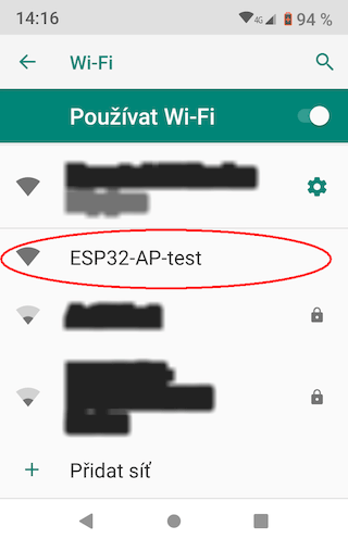 vyhledani AP na mobilnim telefonu