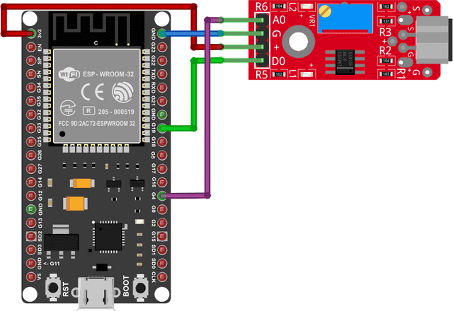 senzor KY037 a modul ESP32