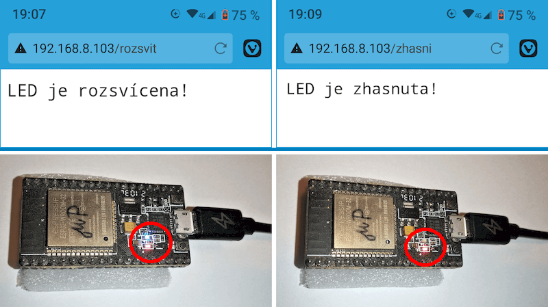 ESP32-server na mobilu