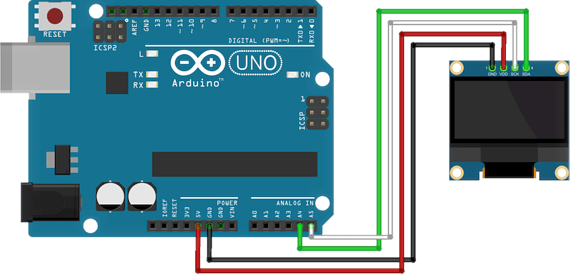 pripojeni OLED k Arduino