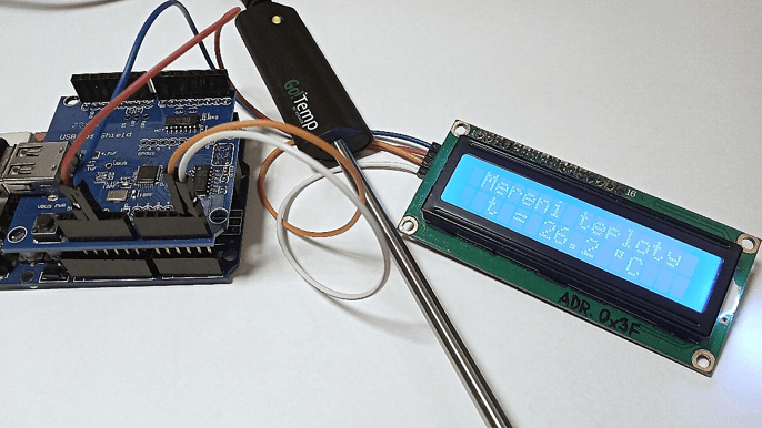 Vernier Go!Temp + Arduino a LCD displej