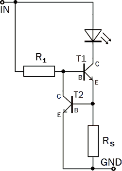 zdroj konstatniho proudu s dvema tranzistory