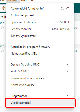 Spuštění zápisu bootloaderu